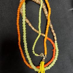 Multi color beaded necklace with tassel