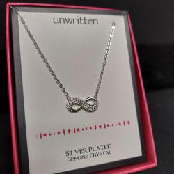 Unwritten silver plated Genuine crystal infinite necklace
