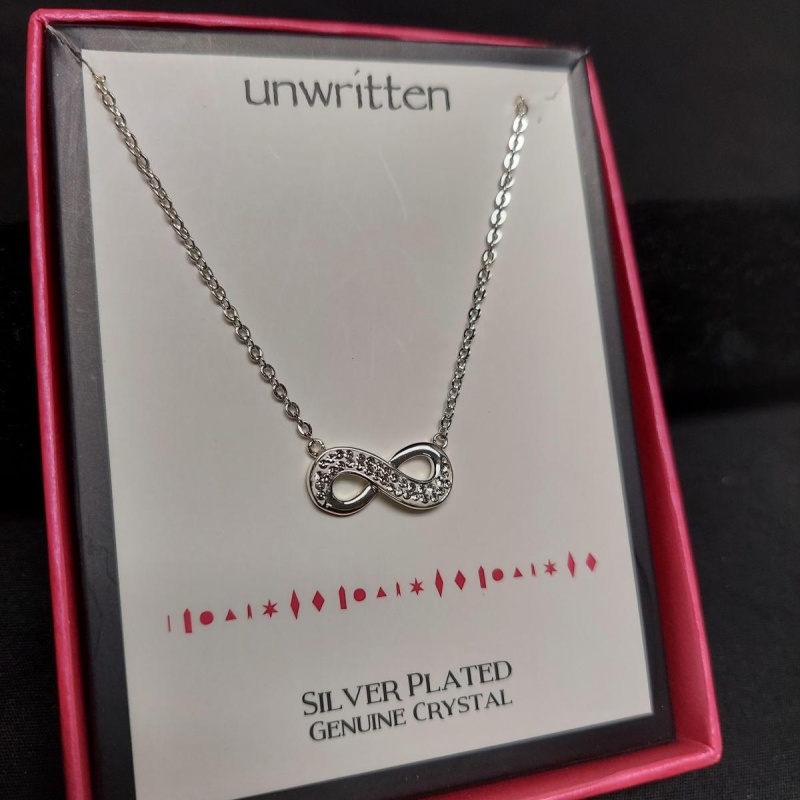 Unwritten silver plated Genuine crystal infinite necklace