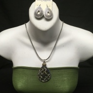 Silver teardrop necklace and and earrings