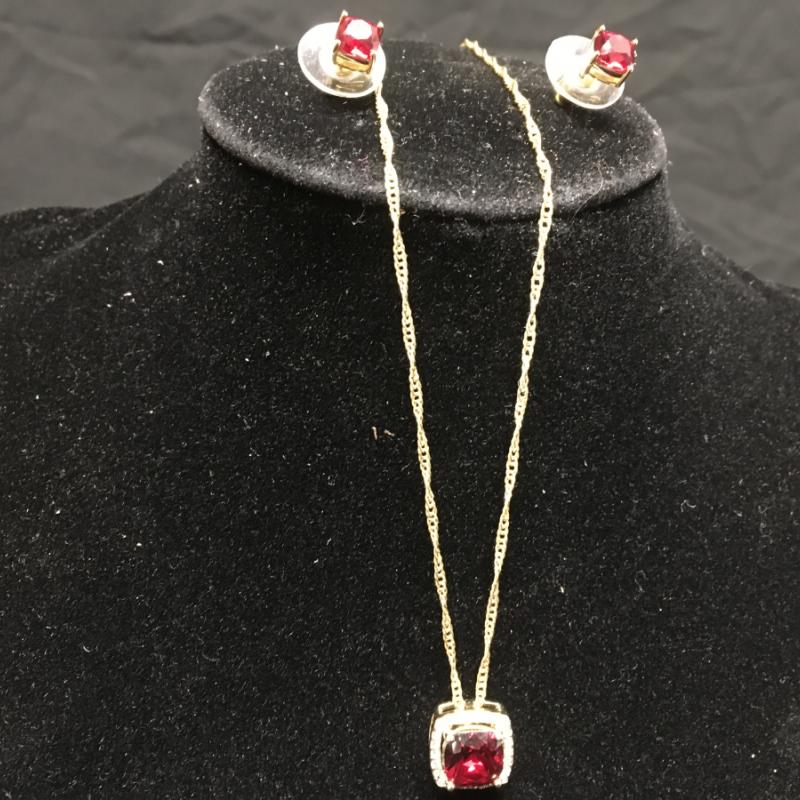 GLD RED CRYSTAL NECKLACE