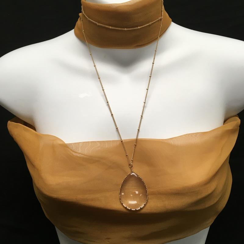 Charter Club. Gold tone necklace with glass pendant