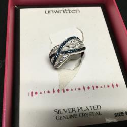 Unwritten Brand Silver Plated Crystal Rings size 9