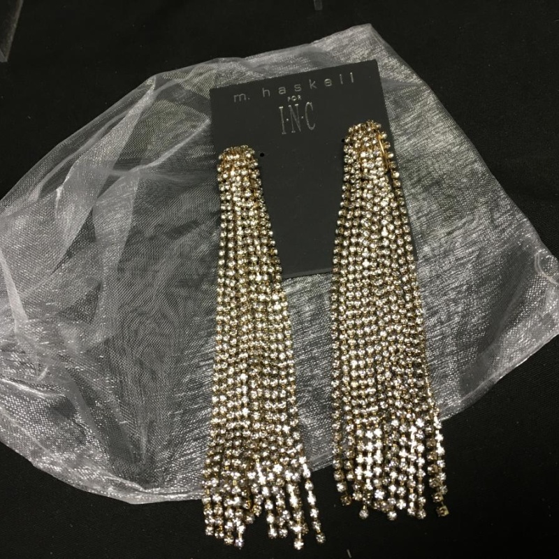 M. Haskell for INC Gold Crystal Rhinestones Fringe