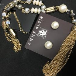 I.N.C Chanel Style “Y” Necklace / Anne Klein Pearl studs (faux)