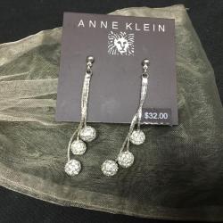 Anne Klein Silver-Tone Three Ball Dangle Earrings