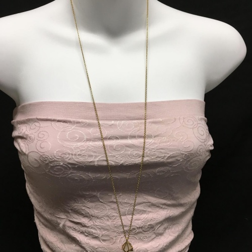 Gold-Tone Necklace with Pink Stone Pendant