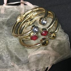 Cuff/Ring Stone Hinge Bracelets - Trio