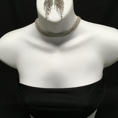 I.N.C Crystal Paved Choker and Paved Fringe Earring
