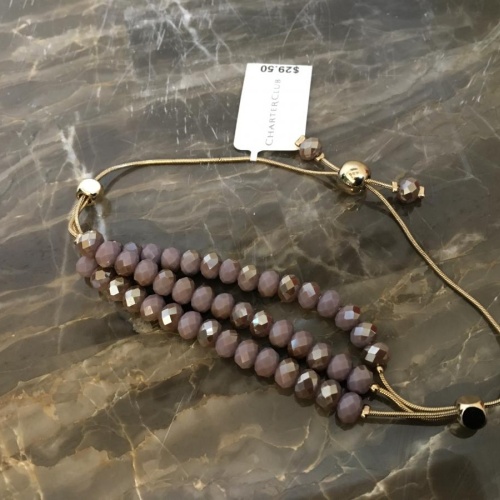 Charter Club Gold tone Purple Beaded Adjustable Bracelet