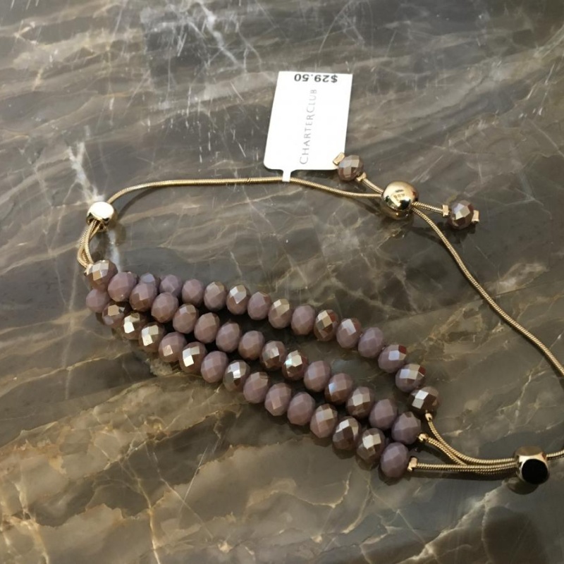 Charter Club Gold tone Purple Beaded Adjustable Bracelet