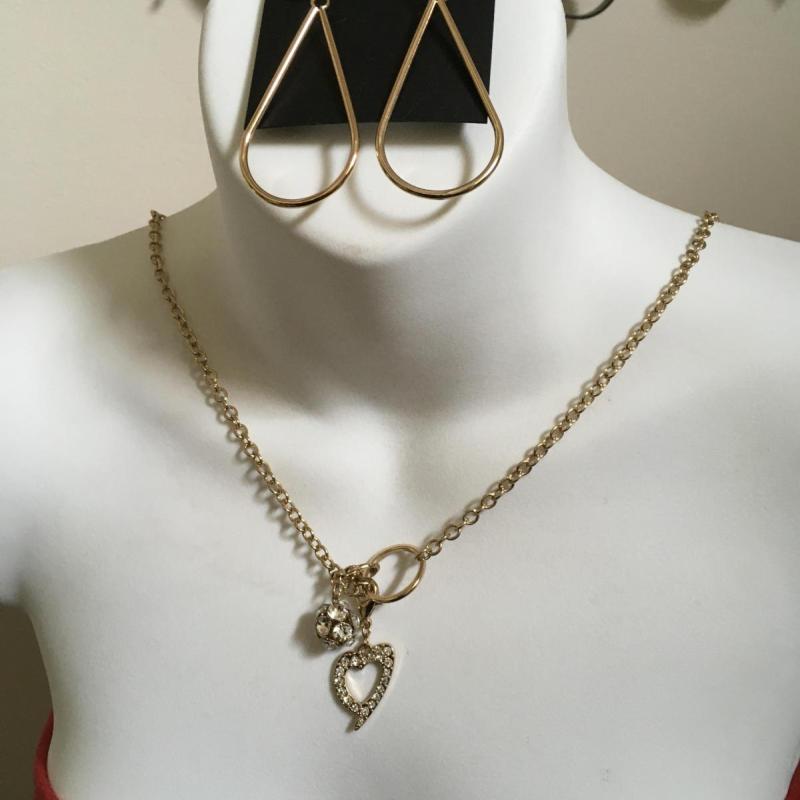 Thalia Sodi Charm Necklace and Large Teardrop  Earrings
