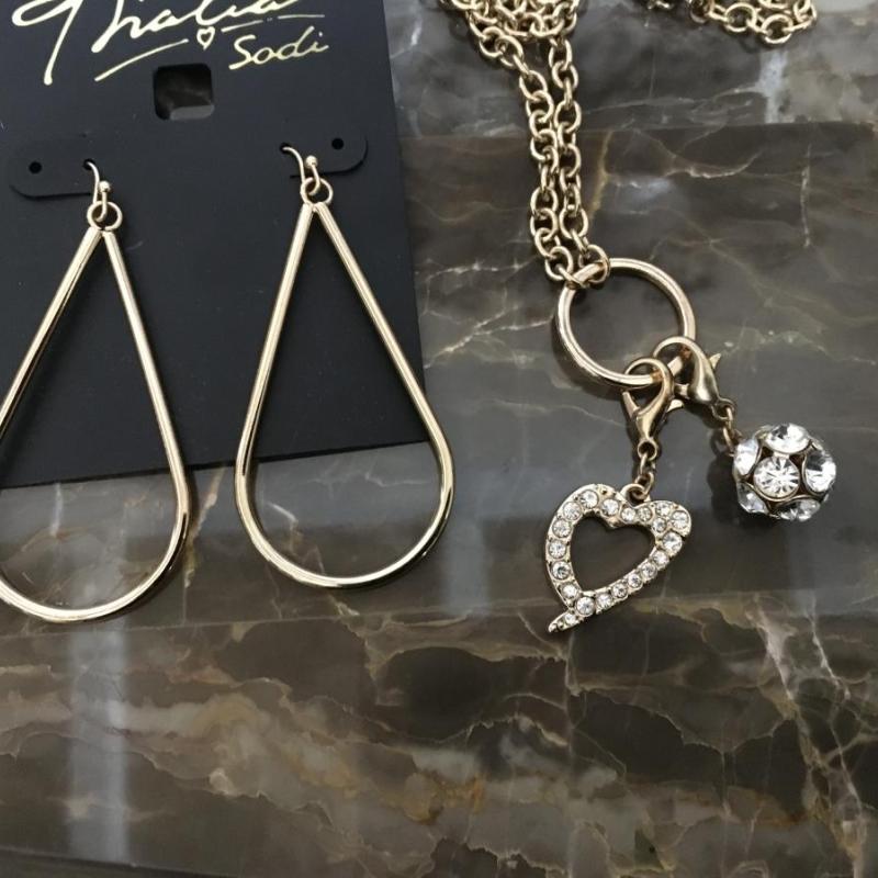 Thalia Sodi Charm Necklace and Large Teardrop  Earrings
