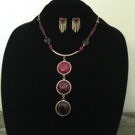 I.N.C Tri-circle Y shaped necklace and earrings with fringe
