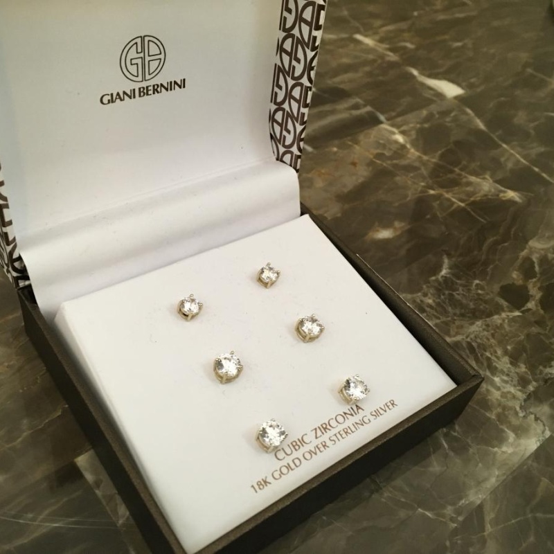 Giani Bernini Cubic Zirconia 18K Gold Sterling Silver studs