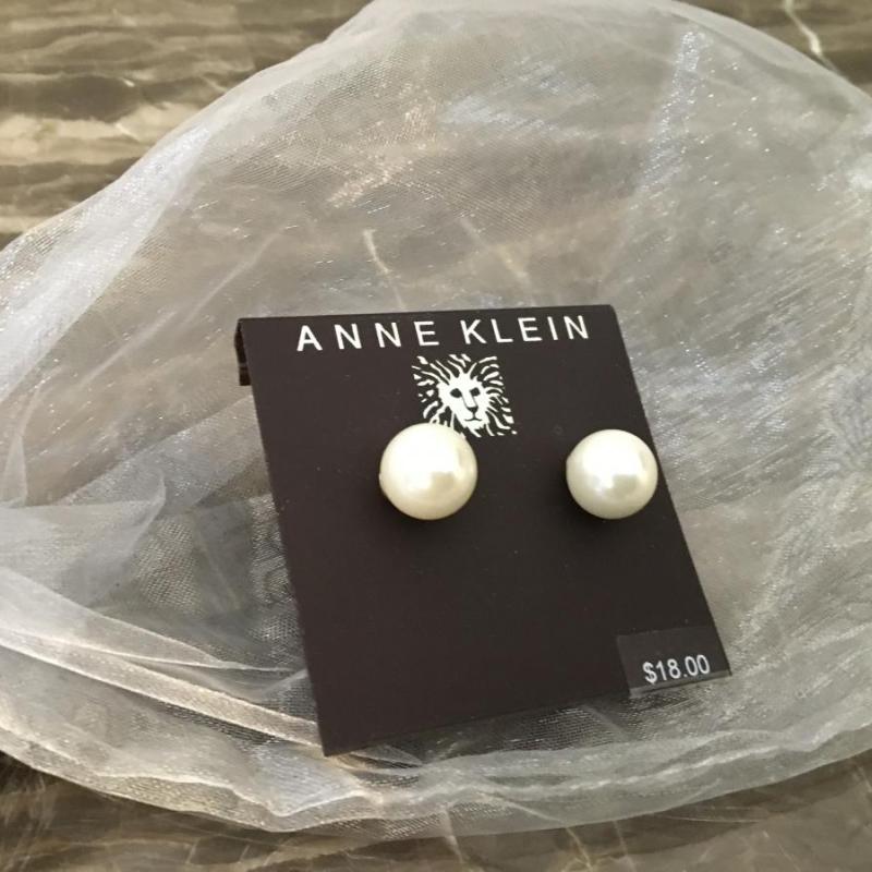 Anne Klein Large Pearl Stud Earrings
