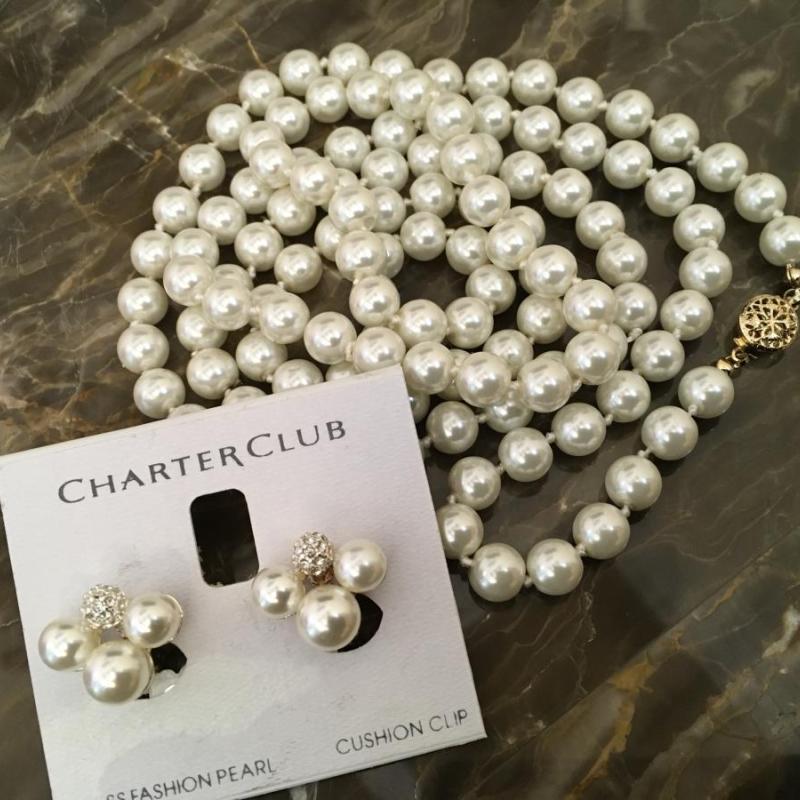 Charter Club Pearl Necklace and Earrings