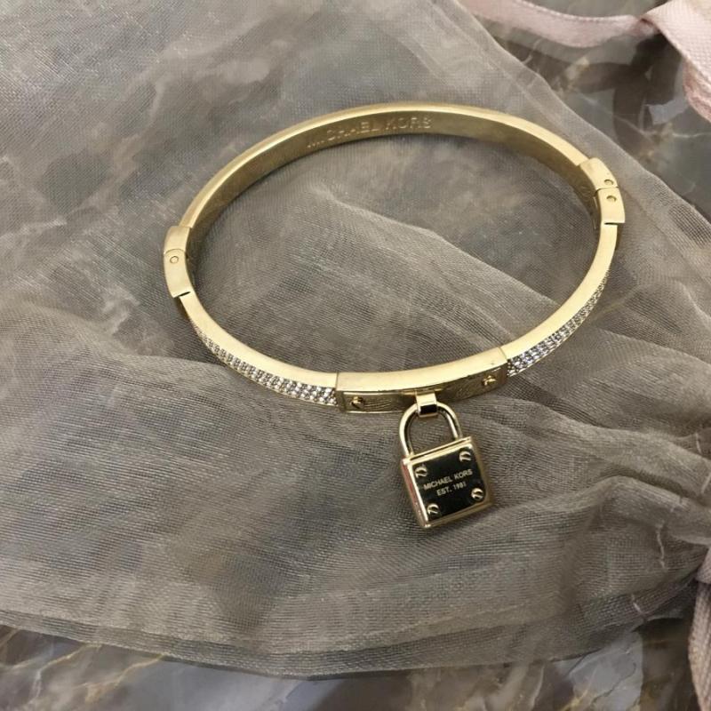 Michael Kors  Gold with Crystals “Heart Lock Bangle”