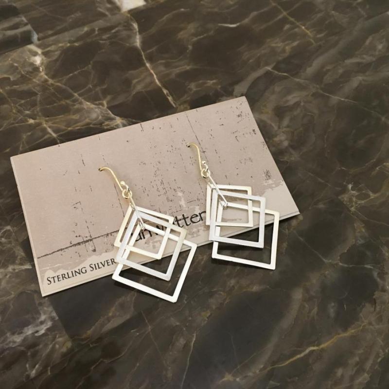 Unwritten Sterling Silver “Four Square” Earrings