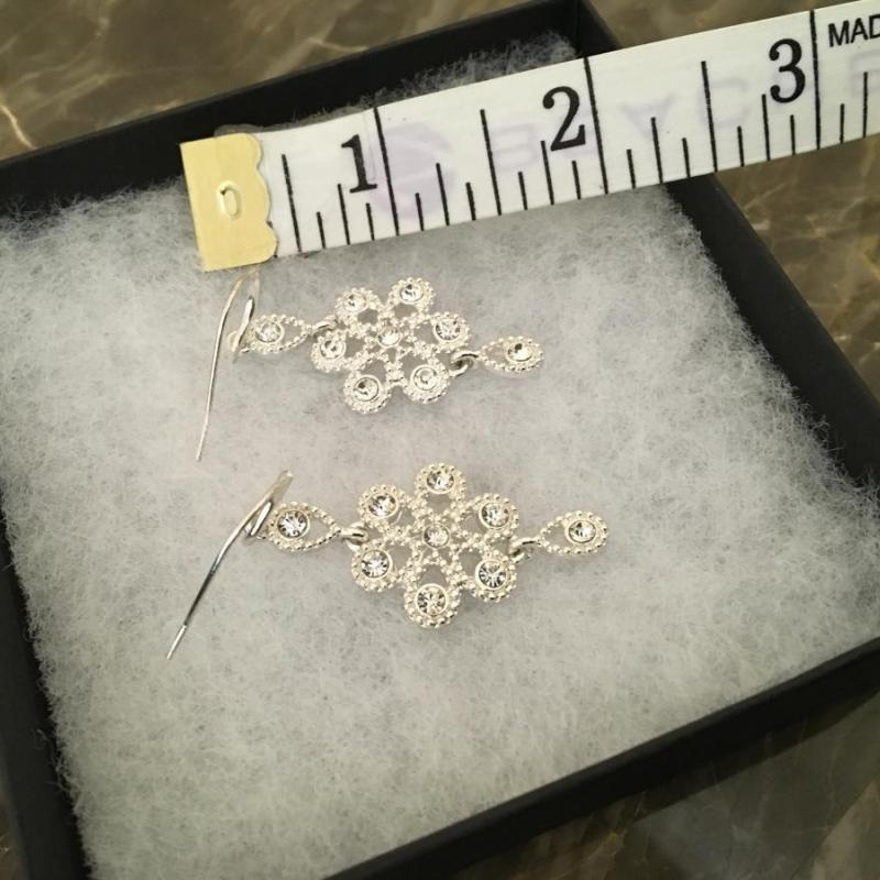 Silver-Tone Petal Drop Crystal Earrings