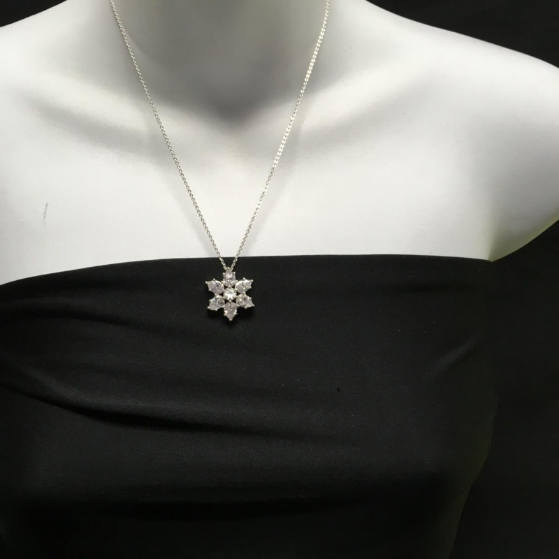 Charter Club Silver-tone starburst necklace and CZ Pendant