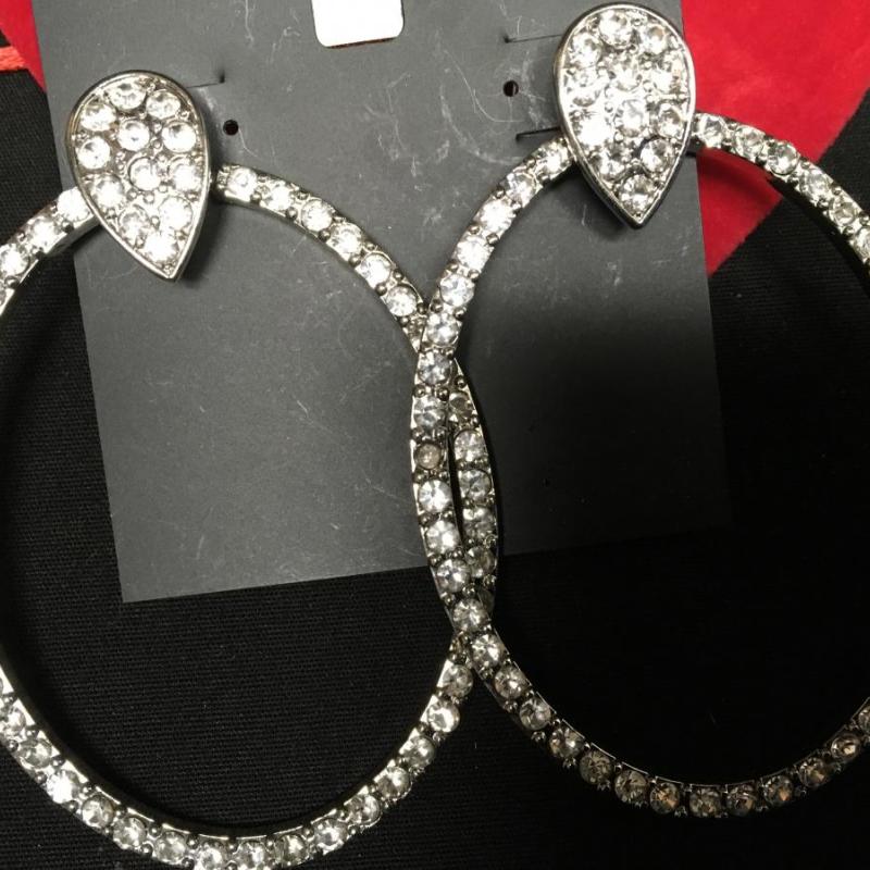 Thalia Sodi Large Paved Crystal Hoop Earrings