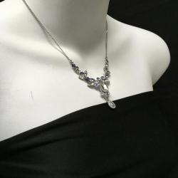 Givenchy Silver Tone Necklace with crystals