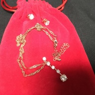 Charter Club Rose Gold Four Crystal drop Necklace and Earrings