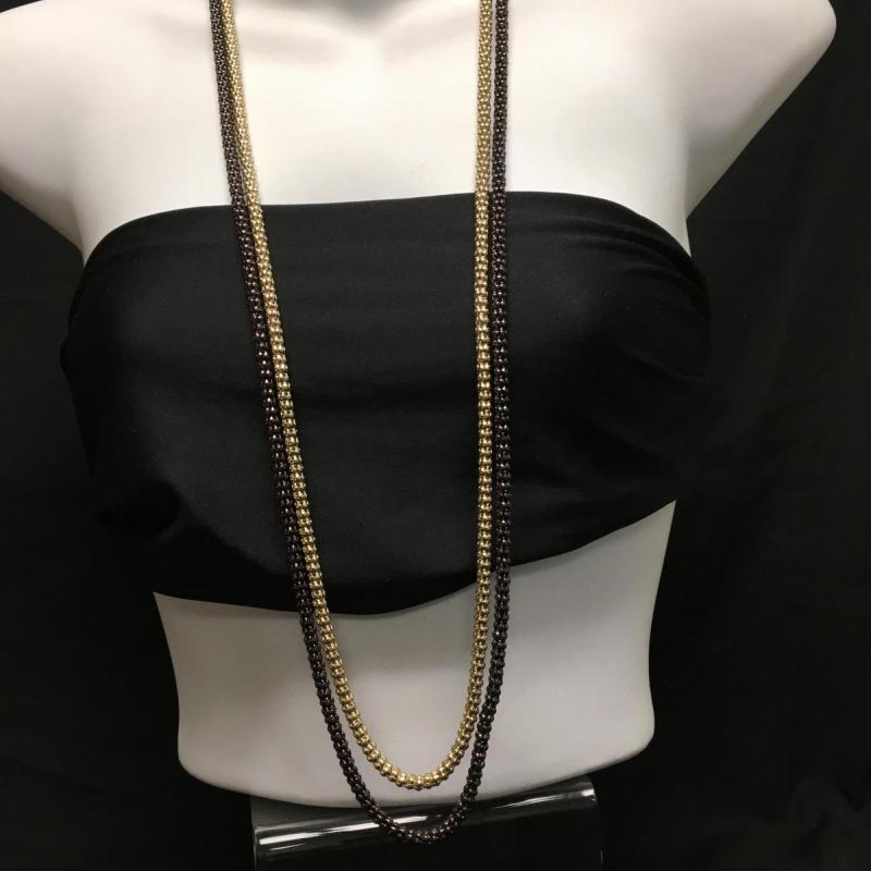 Brown & Gold Mesh Three Necklace