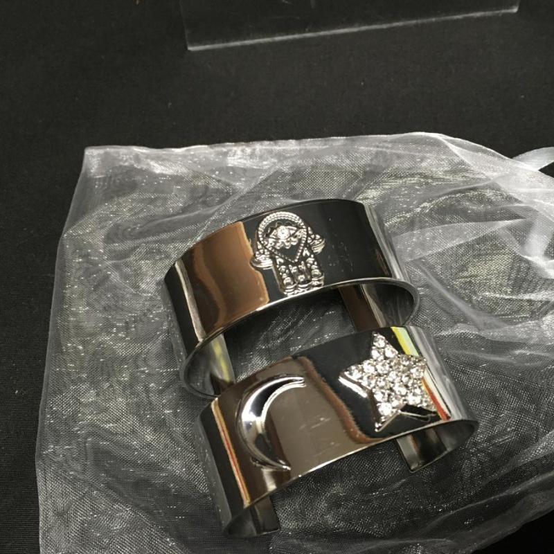 Religious Silver-Tone Cuff Bracelets