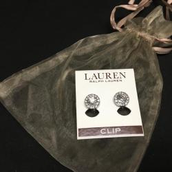LAUREN By: Ralph Lauren Clip Cubic Zirconia Earrings