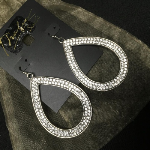Silver Pave Oval Drop Earrings   By: Thalia Sodi