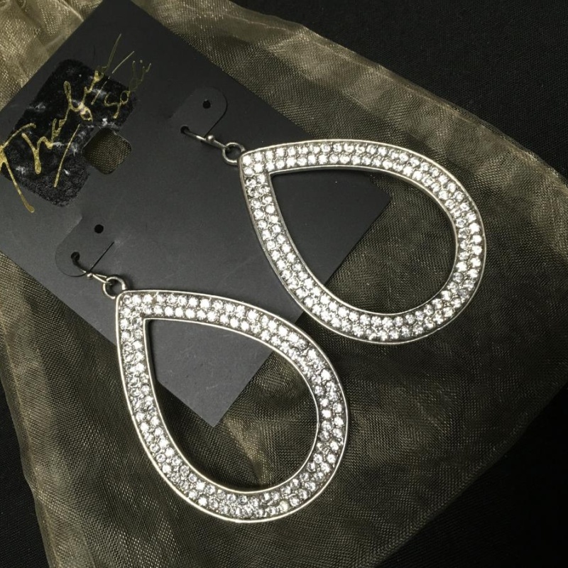Silver Pave Oval Drop Earrings   By: Thalia Sodi