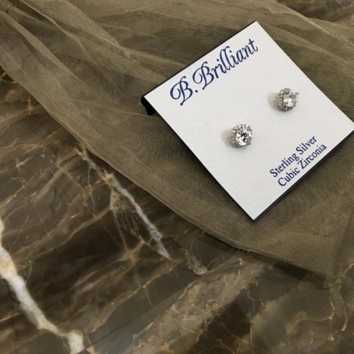 B. Brilliant Sterling Silver Cubic Zirconia Studs