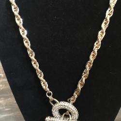 Gold-Tone Paved Crystal chain necklace w/ matching ball earrings