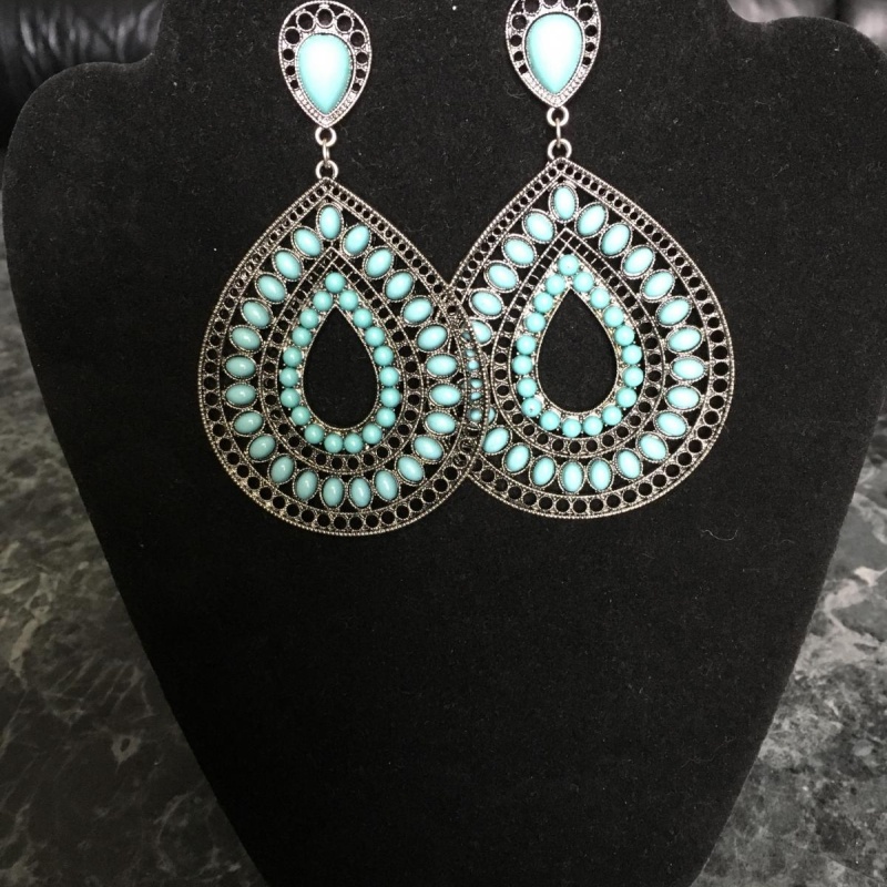 Large teardrop Faux Turquoise Earrings