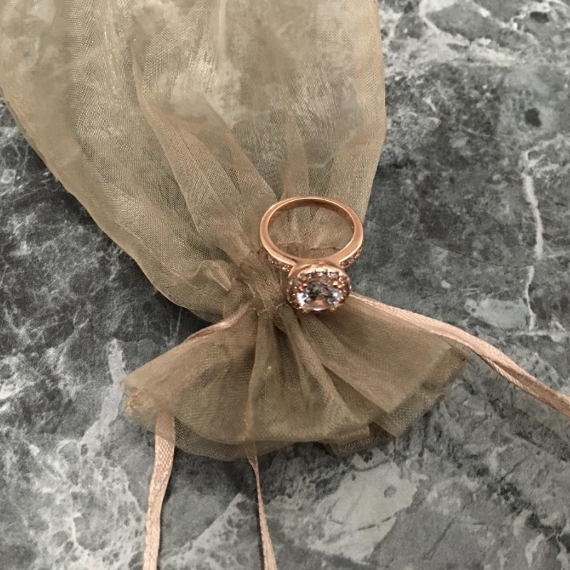 Charter Club Rose gold Paved Solitaire Dinner Ring