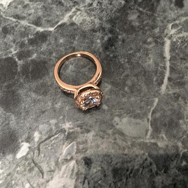 Charter Club Rose gold Paved Solitaire Dinner Ring