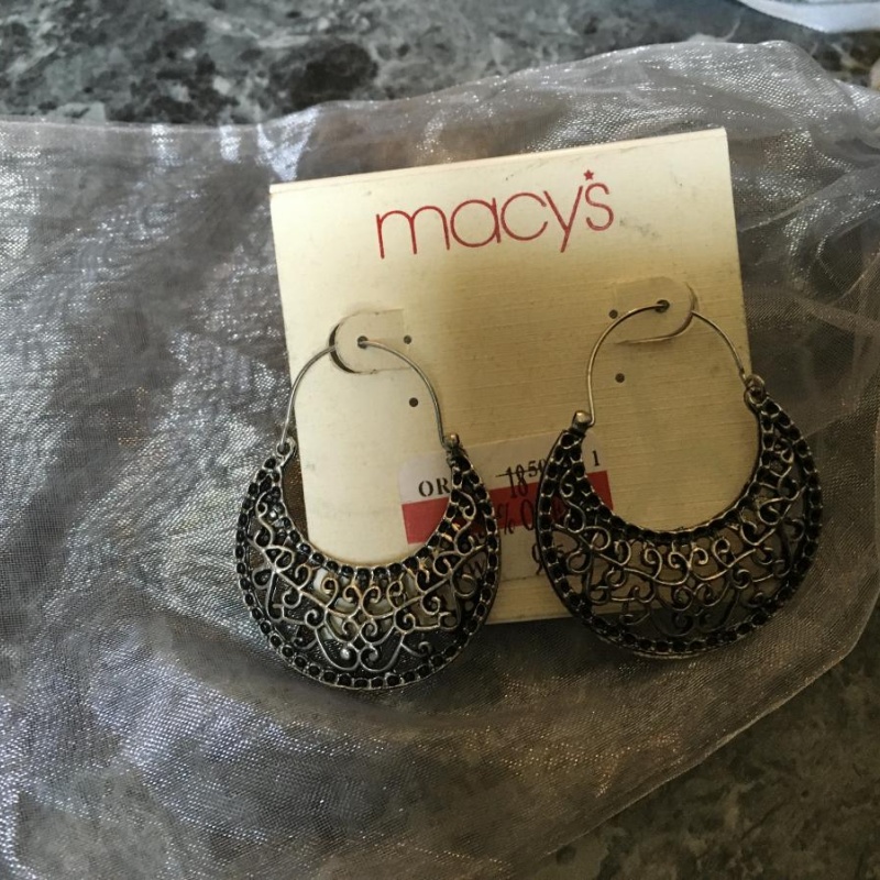 Silver Tone Basket Earrings